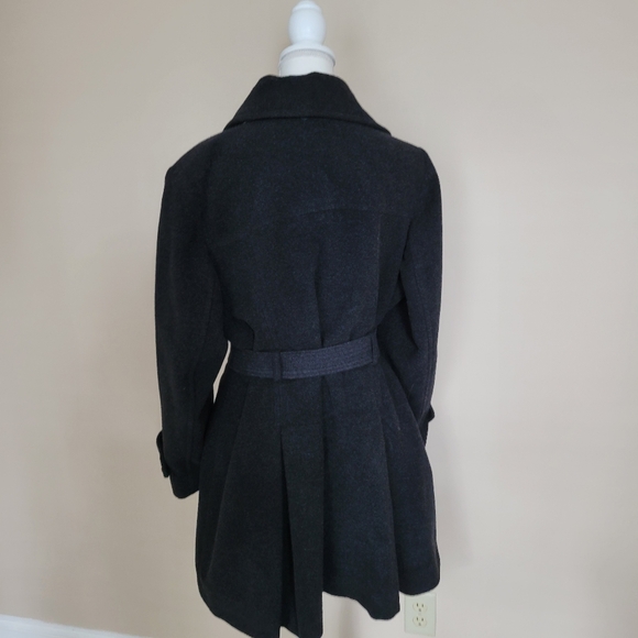 Michael Kors Womens Charcoal Gray Wool Blend Trench Coat Sz 16W - Picture 3 of 13